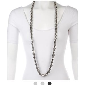 Lulu frost silver pearl necklace with silk ribbon